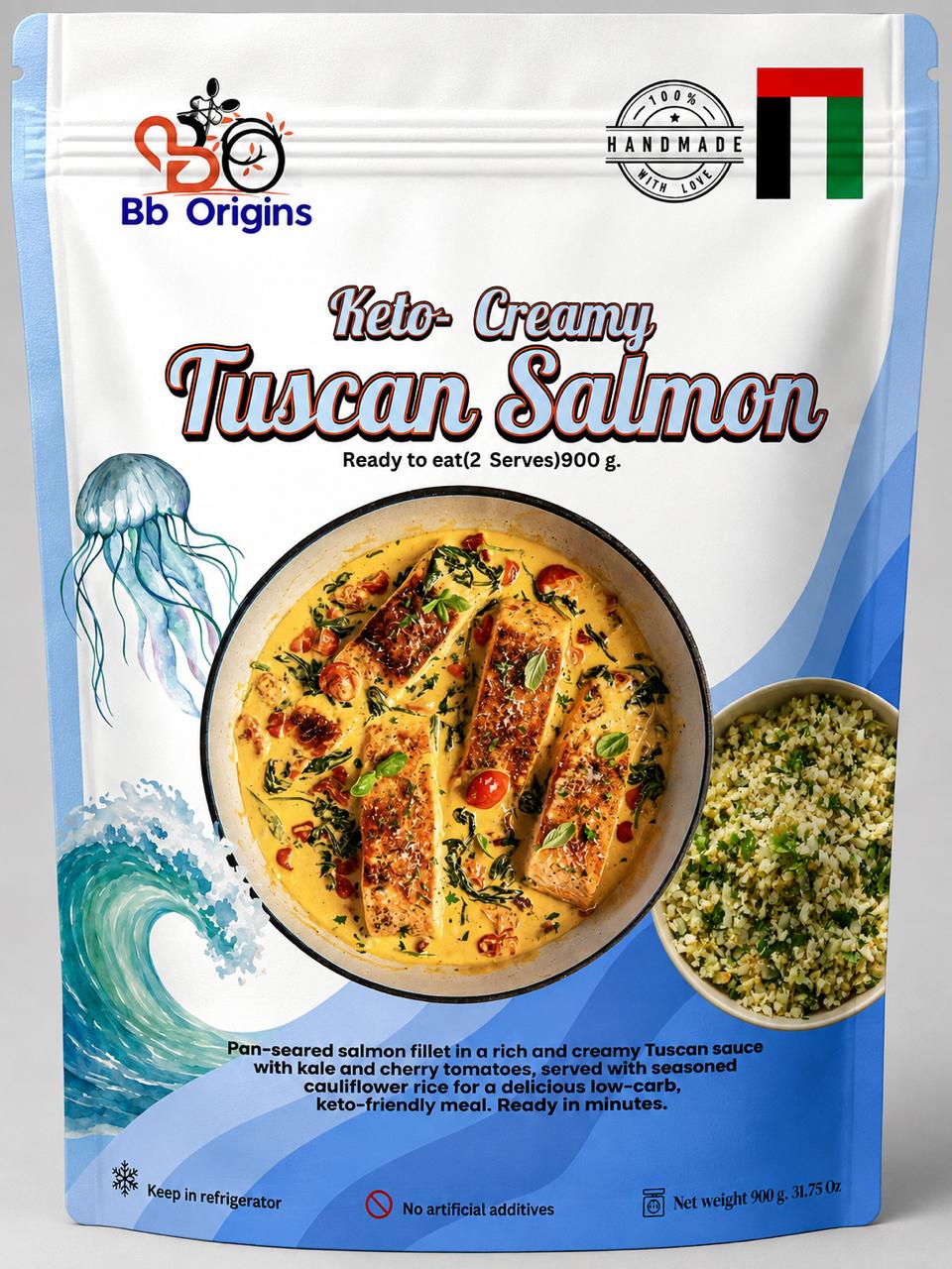 Keto Creamy Tuscan Salmon with Cauliflower Rice